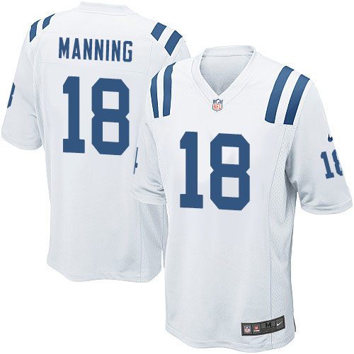 Men's Game Peyton Manning Nike Jersey White Road - #18 NFL Indianapolis Colts